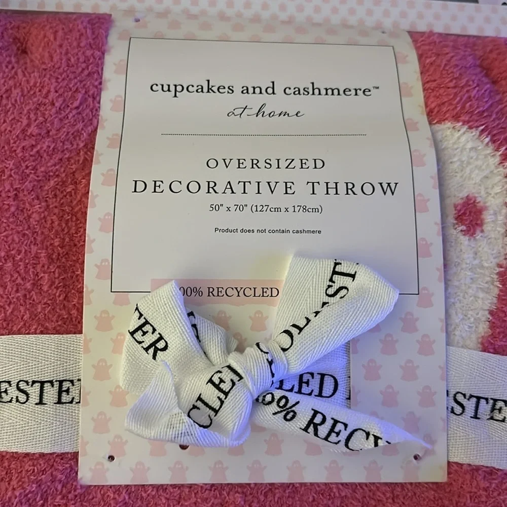 Cupcakes and cashmere Halloween pink ghost reversible blanket